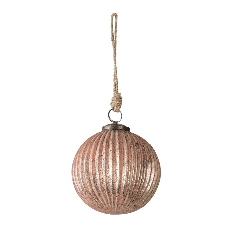 Clayre & Eef Christmas Bauble Ø 11 cm Pink Glass Round