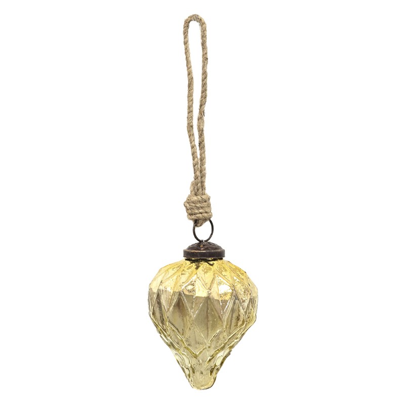 Clayre & Eef Christmas Bauble Ø 7 cm Gold colored Glass