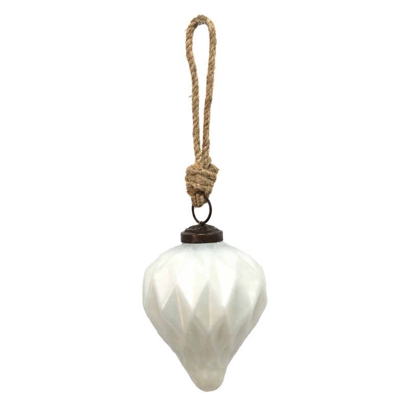Clayre & Eef Christmas Bauble Ø 7 cm White Glass