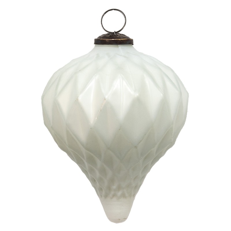 Clayre & Eef Christmas Bauble Ø 13 cm White Glass