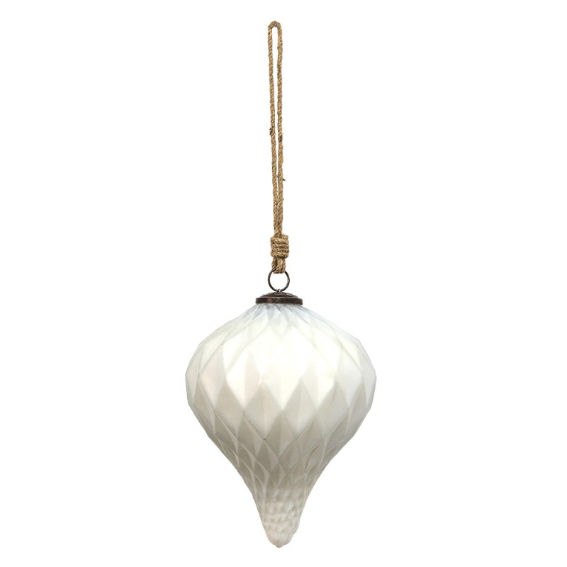 Clayre & Eef Christmas Bauble XL Ø 16 cm White Glass