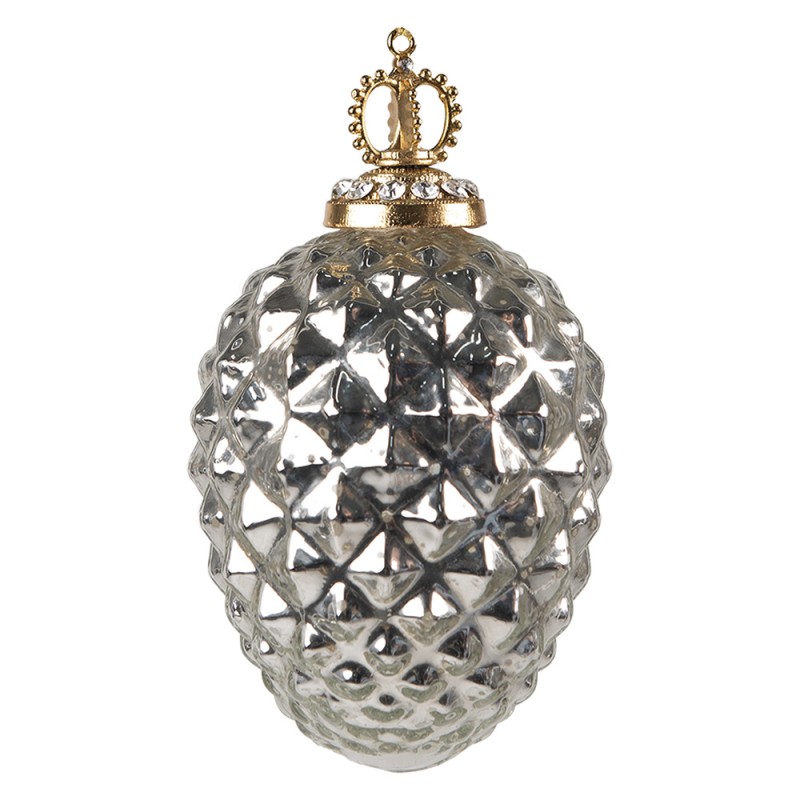 Clayre & Eef Christmas Bauble Ø 8 cm Silver colored Glass