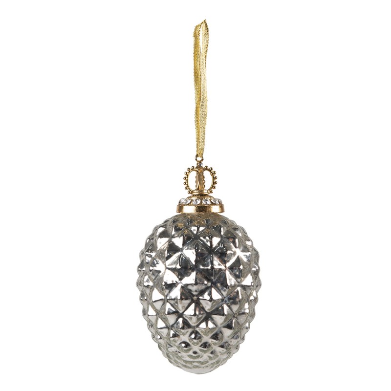 Clayre & Eef Christmas Bauble Ø 8 cm Silver colored Glass