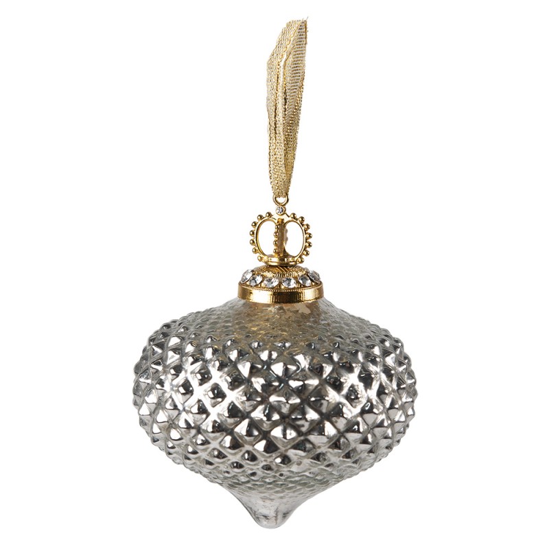 Clayre & Eef Christmas Bauble Ø 9 cm Silver colored Glass