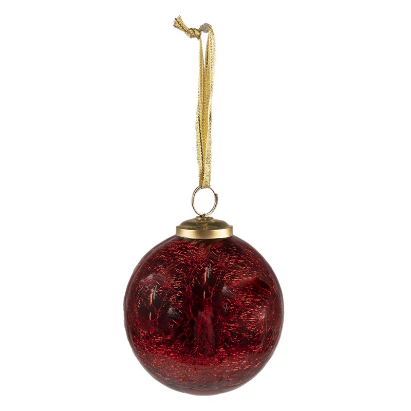 Clayre & Eef Christmas Bauble Ø 9 cm Red Glass