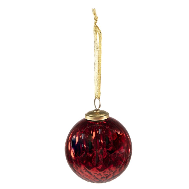 Clayre & Eef Christmas Bauble Ø 9 cm Red Glass