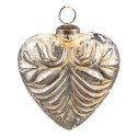 Clayre & Eef Christmas Bauble 9x4x10 cm Grey Glass Heart-Shaped