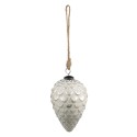 Clayre & Eef Christmas Bauble Ø 10 cm Silver colored White Glass