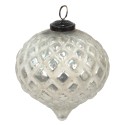 Clayre & Eef Christmas Bauble Ø 12 cm Silver colored Glass