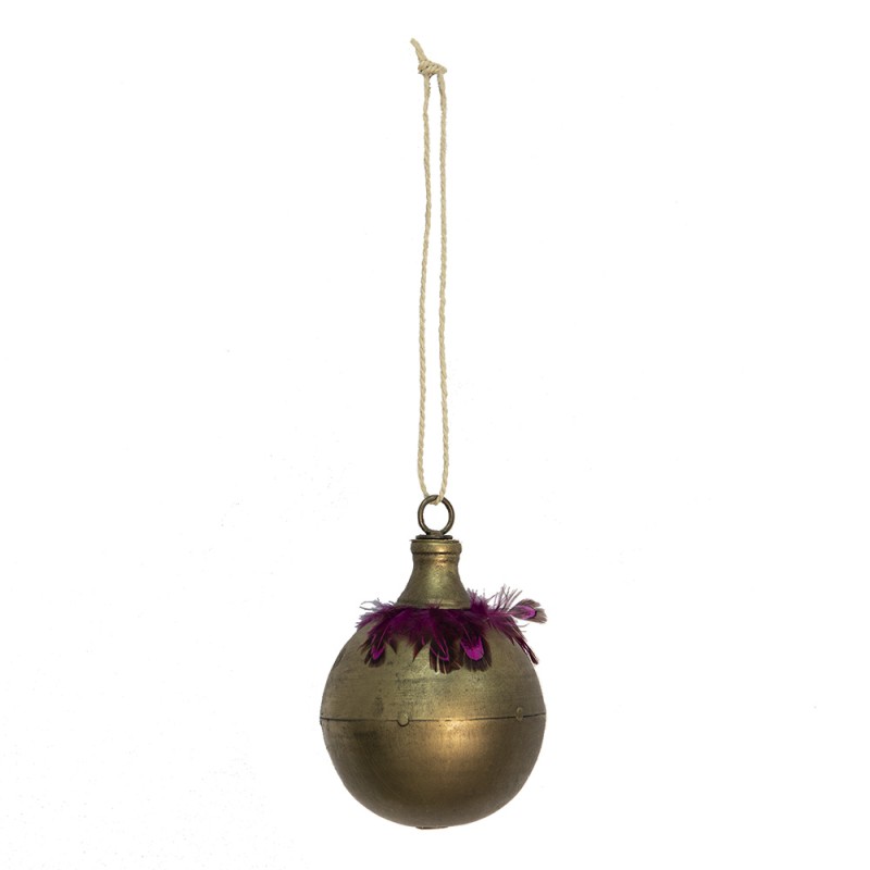 Clayre & Eef Christmas Bauble Ø 10x14 cm Gold colored Metal Round