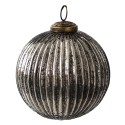 Clayre & Eef Christmas Bauble Ø 10 cm Black Silver colored Glass Round
