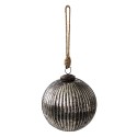 Clayre & Eef Christmas Bauble Ø 12 cm Black Silver colored Glass