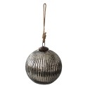 Clayre & Eef Christmas Bauble Ø 15 cm Black Silver colored Glass