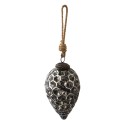 Clayre & Eef Christmas Bauble Ø 7 cm Black Silver colored Glass