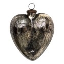 Clayre & Eef Palla di natale 15x5x17 cm Color argento Vetro A forma di cuore