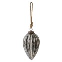 Clayre & Eef Christmas Bauble Ø 9 cm Black Silver colored Glass