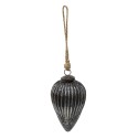 Clayre & Eef Christmas Bauble Ø 9 cm Black Silver colored Glass