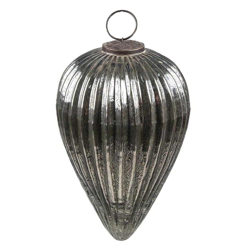 Clayre & Eef Christmas Bauble XL Ø 13x21 cm Silver colored Glass
