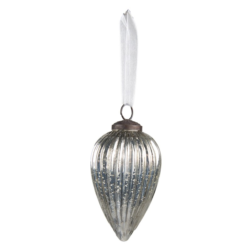 Clayre & Eef Christmas Bauble Ø 5 cm Silver colored Glass
