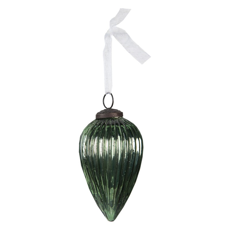 Clayre & Eef Christmas Bauble Ø 5 cm Green Glass