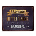 Clayre & Eef Plaque de texte 25x20 cm Gris Fer Ich brauche keine