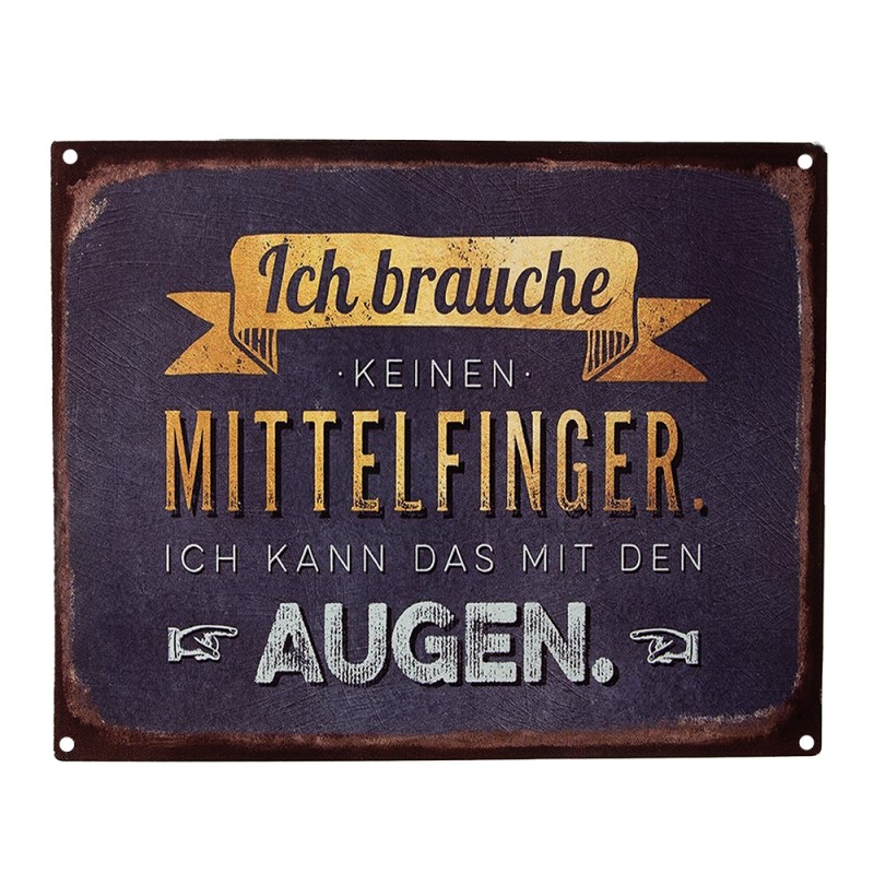 Clayre & Eef Tekstbord  25x20 cm Grijs Ijzer Ich brauche keine