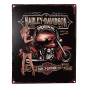 Clayre & Eef Tekstbord  20x25 cm Zwart Rood Ijzer Motor