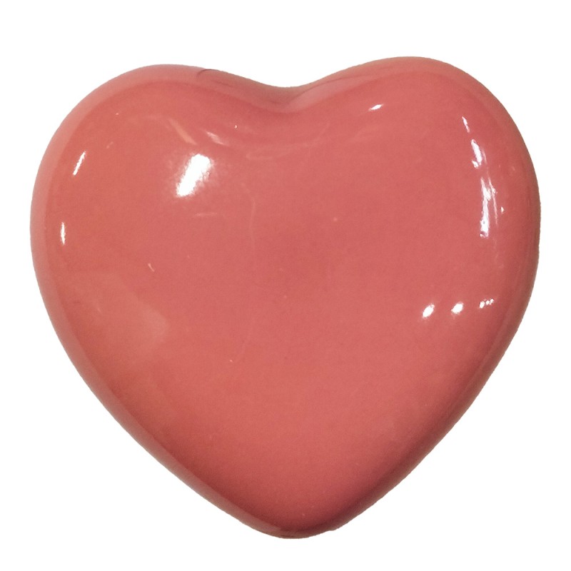 Clayre & Eef Door Knob 4 cm Pink Ceramic Heart-Shaped