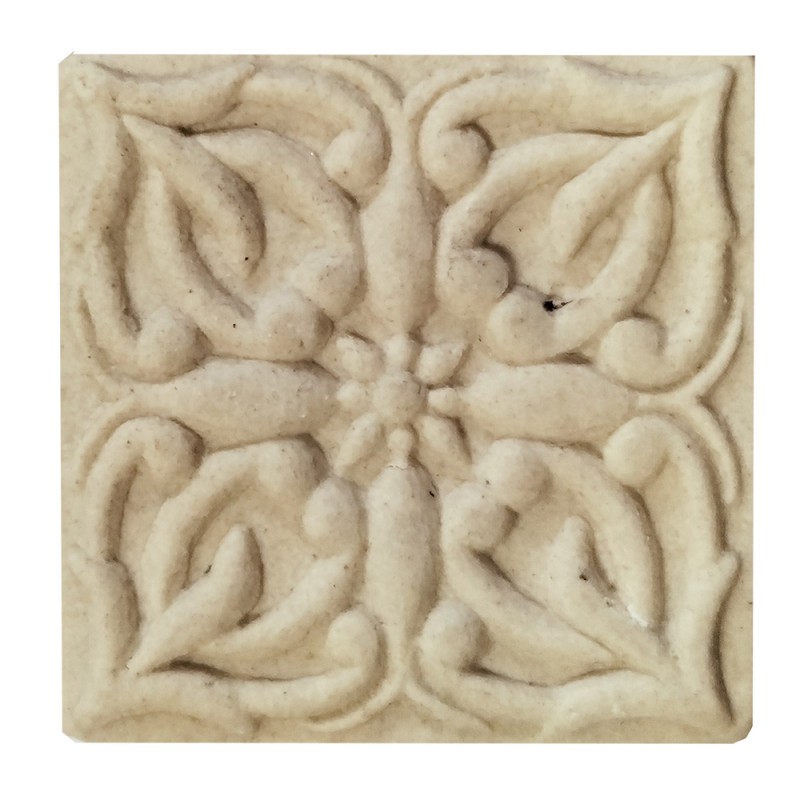 Clayre & Eef Door Knob 4x4 cm Beige Ceramic Square