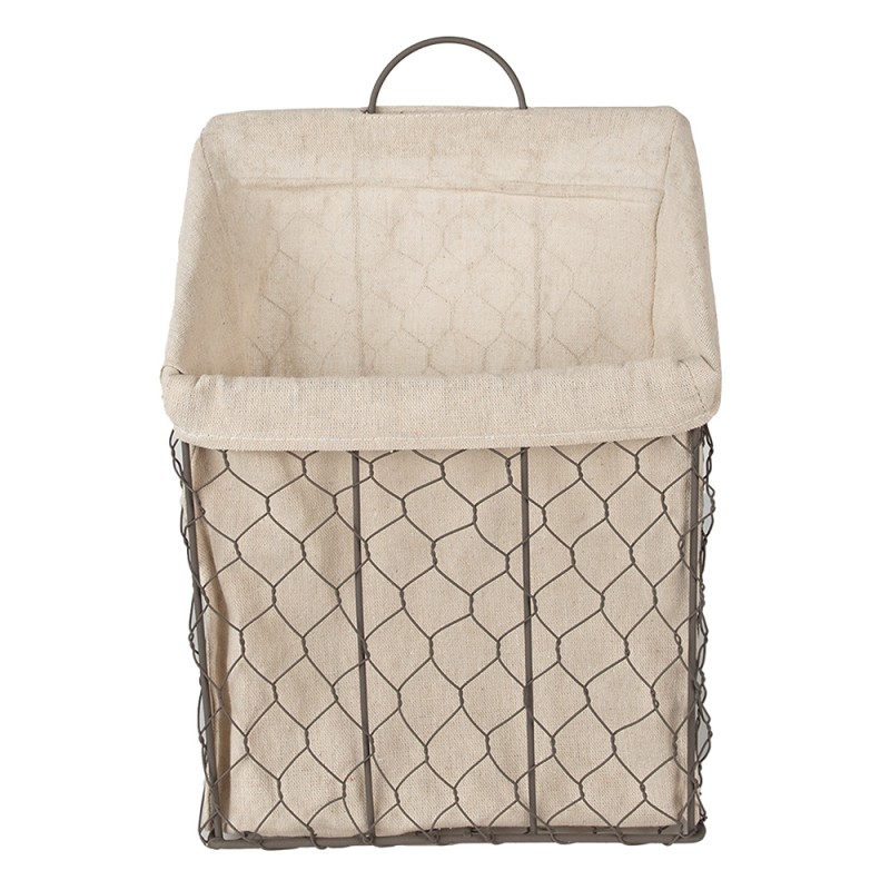 Clayre & Eef Panier de rangement 23x9x37 cm Marron Beige Fer Textile