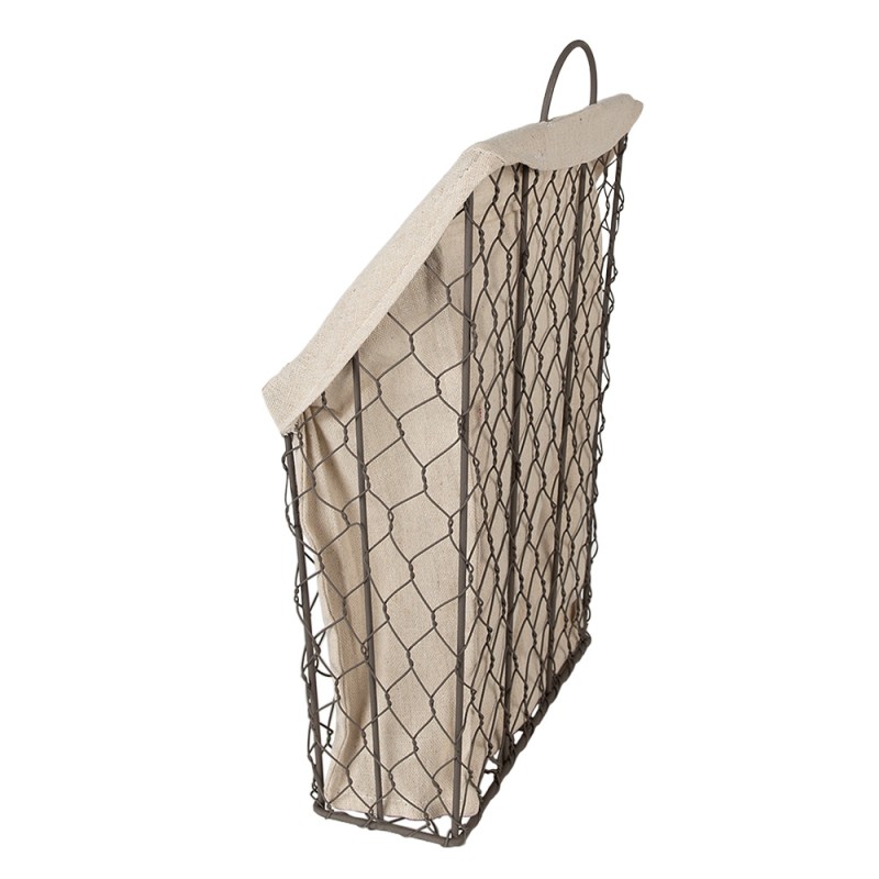 Clayre & Eef Storage Basket 23x9x37 cm Brown Beige Iron Textile