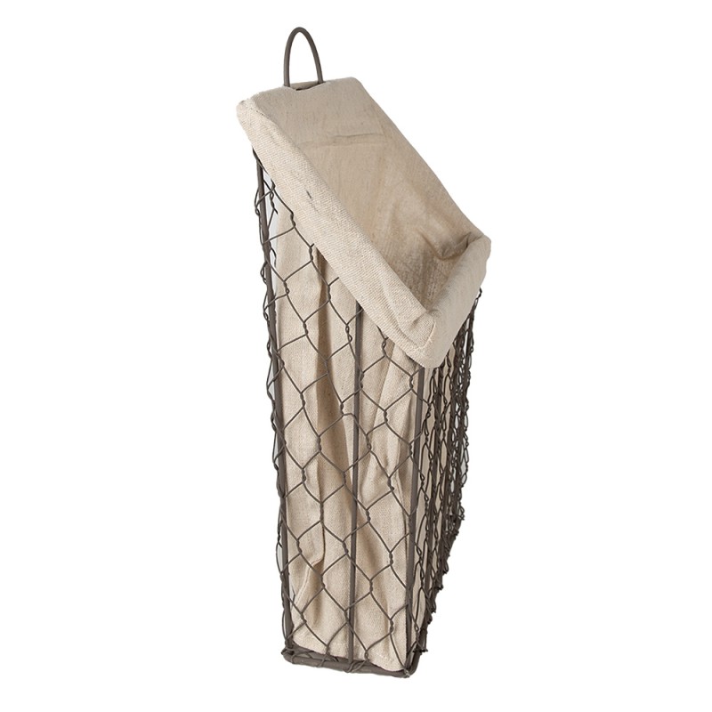 Clayre & Eef Panier de rangement 23x9x37 cm Marron Beige Fer Textile