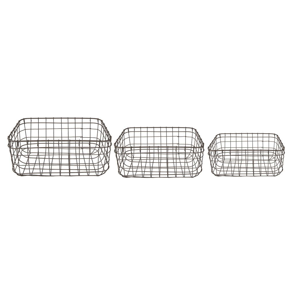 Clayre&Eef Opbergmand Set van 3 30x20x14 cm Bruin IJzer afbeelding