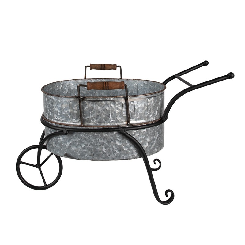 Clayre & Eef Porte-plante Brouette 54x31x31 cm Gris Fer