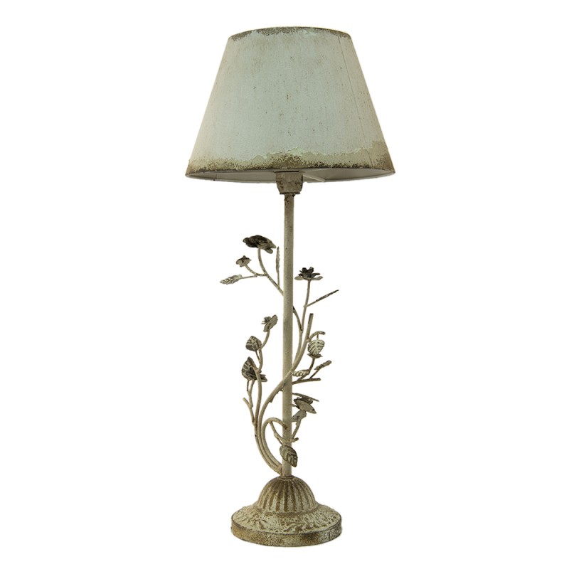 Clayre & Eef Table Lamp Ø 33x79 cm  White Iron Round Leaves