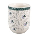 Clayre & Eef Mug 100 ml White Green Porcelain Round Flowers
