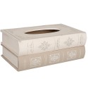 Clayre & Eef Taschentuchbox 27x16x10 cm Beige Holz Rechteck Bücher