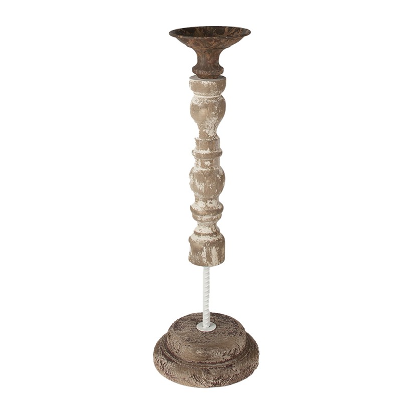 Clayre & Eef Candle holder 51 cm White Brown Wood Metal