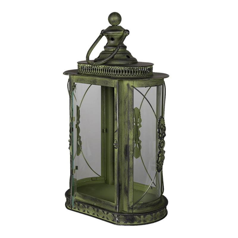 Clayre & Eef Lantern 29x19x52 cm Green Iron Oval