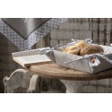 Clayre & Eef Cestino del pane 35x35x8 cm Grigio Bianco Cotone Cuori quadri