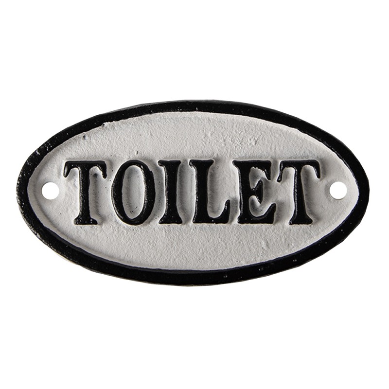 Clayre & Eef Plaque de toilettes 10x5 cm Blanc Fer Ovale Toilet