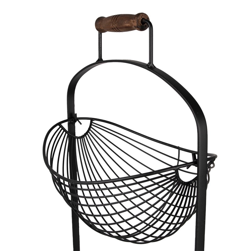 Clayre & Eef Scaffale e cesti 27x19x57 cm Nero Ferro Ovale