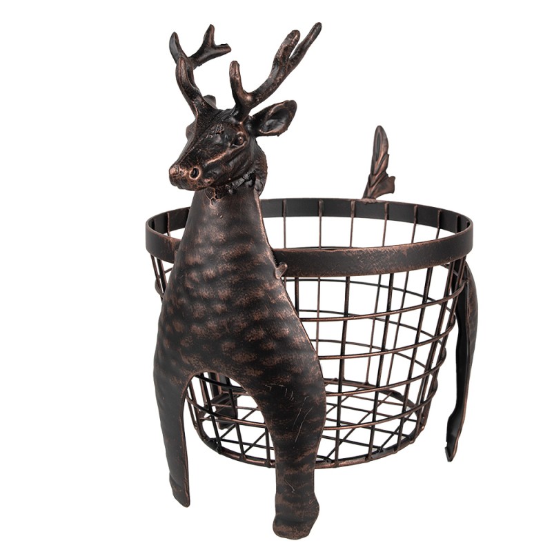 Clayre & Eef Storage Basket Reindeer 30x23x30 cm Brown Iron