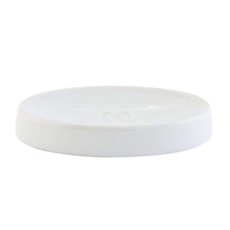 Clayre & Eef Soap Dish 12 cm White Ceramic Round