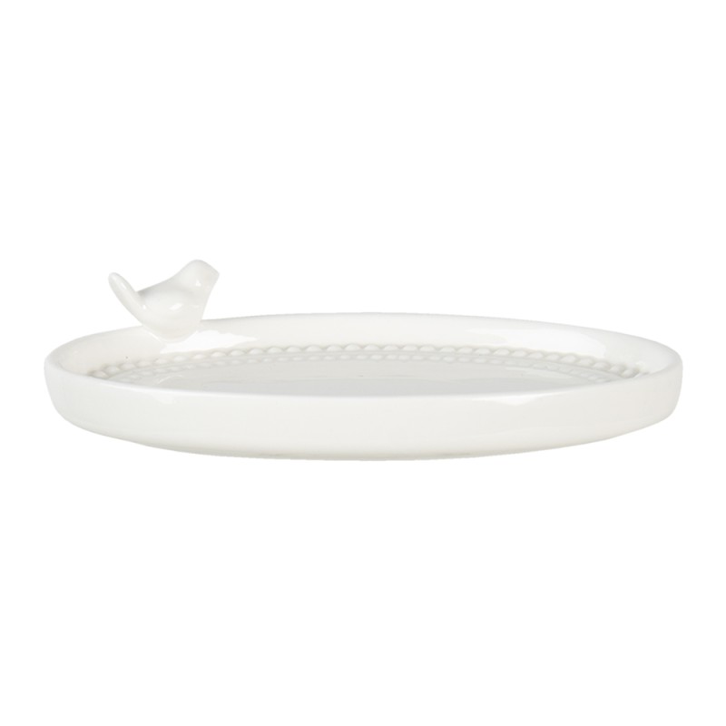 Clayre & Eef Soap Dish Bird 15x10x4 cm White Porcelain Oval