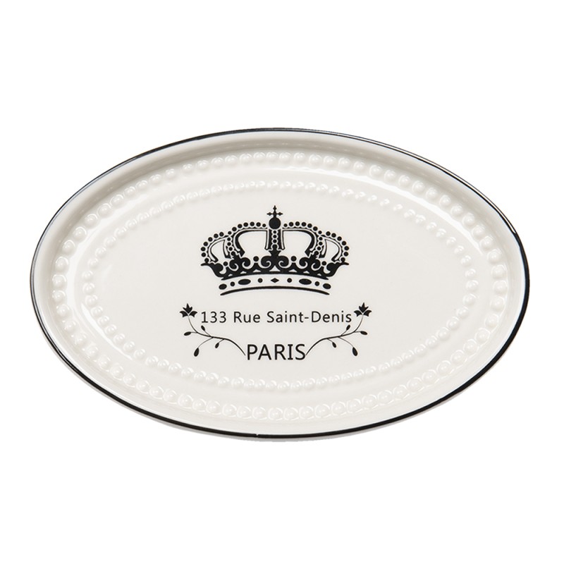 Clayre & Eef Soap Dish 15x10x2 cm White Crown Paris