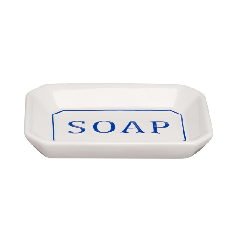 Clayre & Eef Portasapone 13x8x2 cm Bianco Ceramica Soap