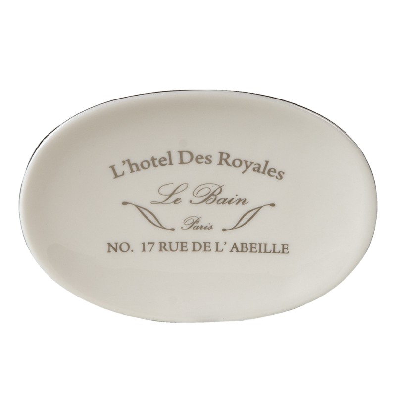 Clayre & Eef Soap Dish 14x10 cm White Ceramic Oval