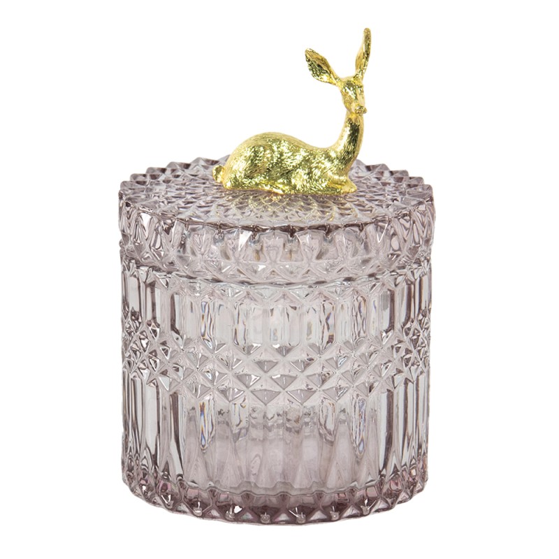 Clayre & Eef Glass Jar Ø 11x16 cm Pink Glass Round Reindeer