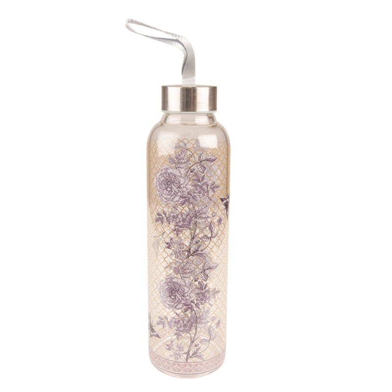 Clayre & Eef Glass Bottle 650 ml Glass Round Flowers